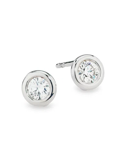 Roberto Coin 18k Gold Diamond Solitaire Stud Earrings In White Gold