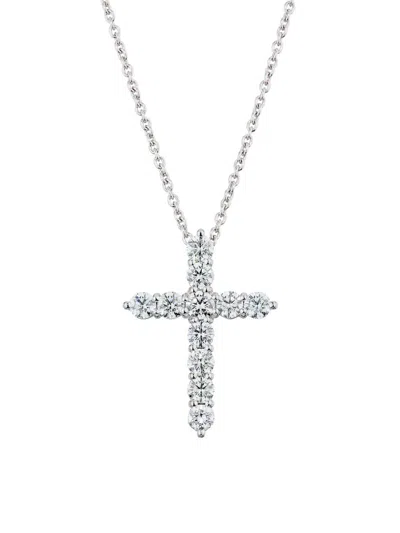 Roberto Coin Women's Tiny Treasures Large Cross 18k Gold, 1.77 Tcw Diamond & Ruby Necklace In Metallic