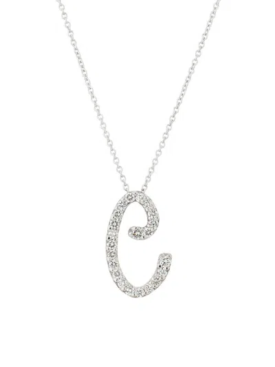 Roberto Coin Women's Tiny Treasures Script Initial 18k White Gold, Ruby & 0.24-0.34 Tcw Diamond Pendant Necklace In Orange