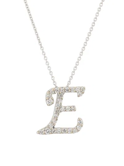 Roberto Coin Women's Tiny Treasures Script Initial 18k White Gold, Ruby & 0.24-0.34 Tcw Diamond Pendant Necklace In Gray