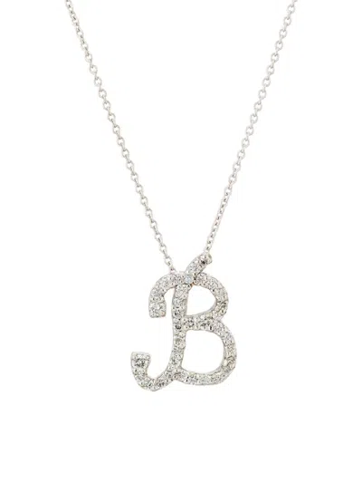 Roberto Coin Women's Tiny Treasures Script Initial 18k White Gold, Ruby & 0.24-0.34 Tcw Diamond Pendant Necklace In Gray