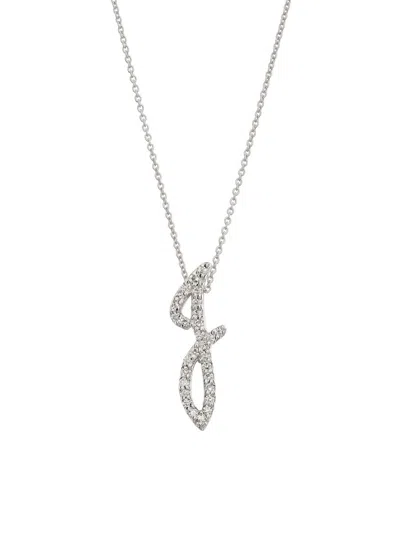 Roberto Coin Women's Tiny Treasures Script Initial 18k White Gold, Ruby & 0.24-0.34 Tcw Diamond Pendant Necklace In Pink