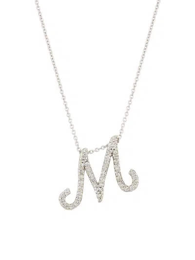 Roberto Coin Women's Tiny Treasures Script Initial 18k White Gold, Ruby & 0.24-0.34 Tcw Diamond Pendant Necklace In Metallic
