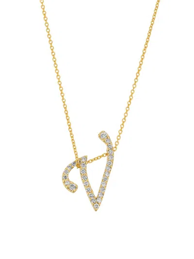 Roberto Coin Women's Tiny Treasures Script Initial 18k Yellow Gold, Ruby & 0.24-0.34 Tcw Diamond Pendant Necklace In Green