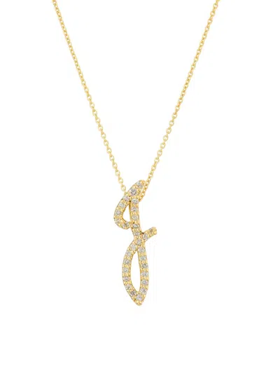 Roberto Coin Women's Tiny Treasures Script Initial 18k Yellow Gold, Ruby & 0.24-0.34 Tcw Diamond Pendant Necklace In Orange