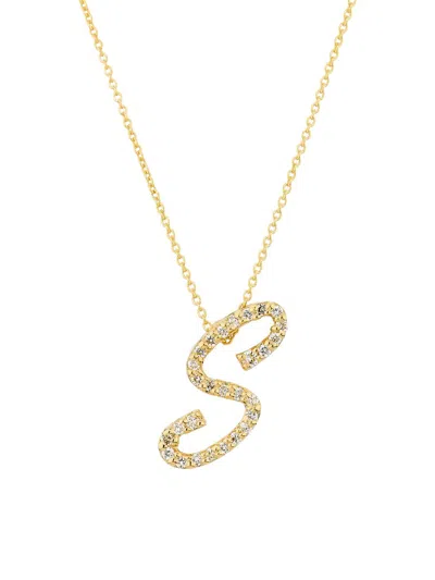 Roberto Coin Women's Tiny Treasures Script Initial 18k Yellow Gold, Ruby & 0.24-0.34 Tcw Diamond Pendant Necklace In Green