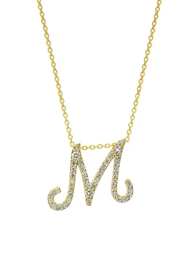 Roberto Coin Women's Tiny Treasures Script Initial 18k Yellow Gold, Ruby & 0.24-0.34 Tcw Diamond Pendant Necklace In Metallic