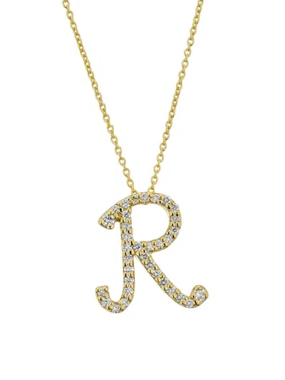 Roberto Coin Women's Tiny Treasures Script Initial 18k Yellow Gold, Ruby & 0.24-0.34 Tcw Diamond Pendant Necklace
