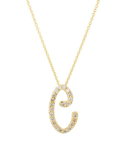 Roberto Coin Women's Tiny Treasures Script Initial 18k Yellow Gold, Ruby & 0.24-0.34 Tcw Diamond Pendant Necklace