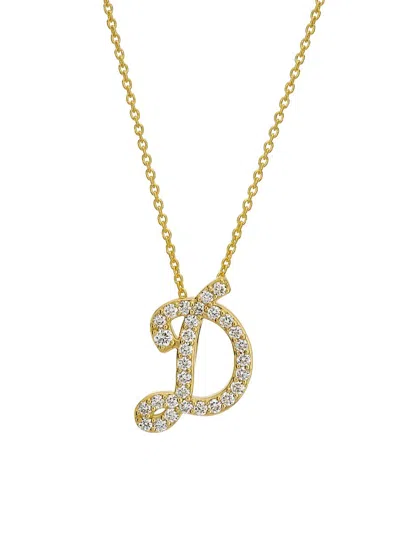 Roberto Coin Women's Tiny Treasures Script Initial 18k Yellow Gold, Ruby & 0.24-0.34 Tcw Diamond Pendant Necklace