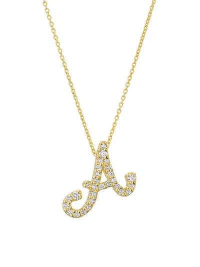 Roberto Coin Women's Tiny Treasures Script Initial 18k Yellow Gold, Ruby & 0.24-0.34 Tcw Diamond Pendant Necklace