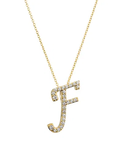 Roberto Coin Women's Tiny Treasures Script Initial 18k Yellow Gold, Ruby & 0.24-0.34 Tcw Diamond Pendant Necklace