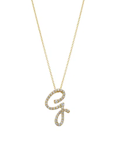 Roberto Coin Women's Tiny Treasures Script Initial 18k Yellow Gold, Ruby & 0.24-0.34 Tcw Diamond Pendant Necklace