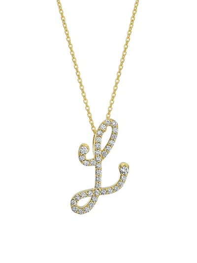 Roberto Coin Women's Tiny Treasures Script Initial 18k Yellow Gold, Ruby & 0.24-0.34 Tcw Diamond Pendant Necklace