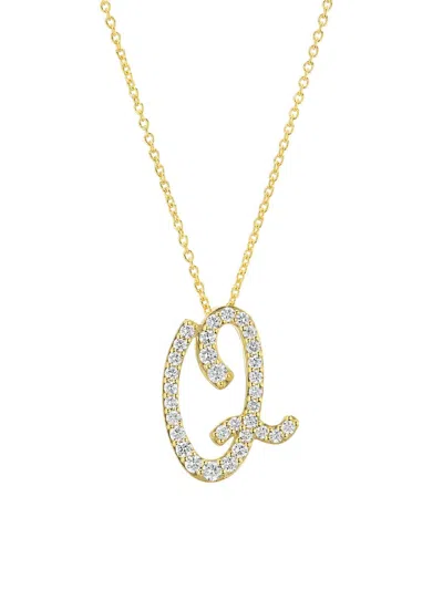 Roberto Coin Women's Tiny Treasures Script Initial 18k Yellow Gold, Ruby & 0.24-0.34 Tcw Diamond Pendant Necklace