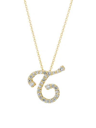 Roberto Coin Women's Tiny Treasures Script Initial 18k Yellow Gold, Ruby & 0.24-0.34 Tcw Diamond Pendant Necklace
