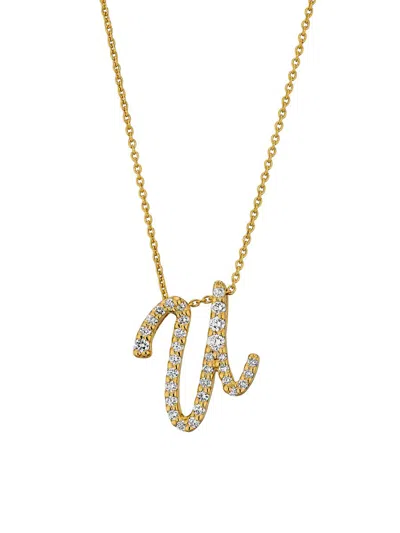 Roberto Coin Women's Tiny Treasures Script Initial 18k Yellow Gold, Ruby & 0.24-0.34 Tcw Diamond Pendant Necklace