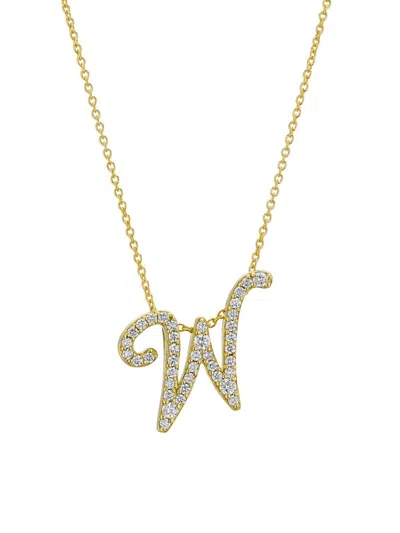 Roberto Coin Women's Tiny Treasures Script Initial 18k Yellow Gold, Ruby & 0.24-0.34 Tcw Diamond Pendant Necklace