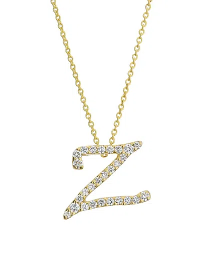 Roberto Coin Women's Tiny Treasures Script Initial 18k Yellow Gold, Ruby & 0.24-0.34 Tcw Diamond Pendant Necklace