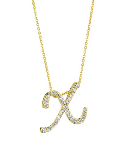 Roberto Coin Women's Tiny Treasures Script Initial 18k Yellow Gold, Ruby & 0.24-0.34 Tcw Diamond Pendant Necklace