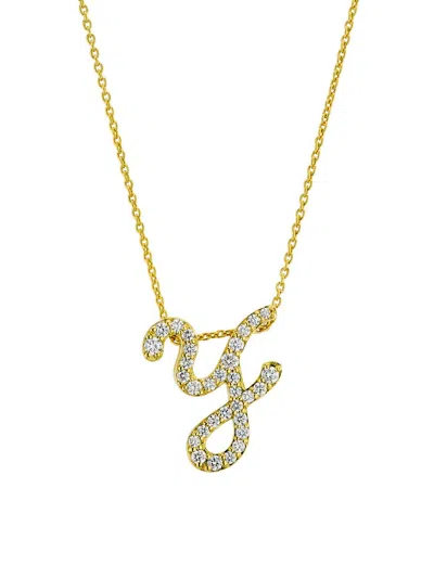 Roberto Coin Women's Tiny Treasures Script Initial 18k Yellow Gold, Ruby & 0.24-0.34 Tcw Diamond Pendant Necklace