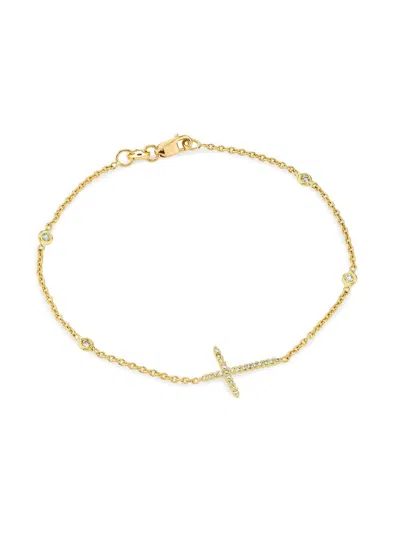 Roberto Coin Women's Tiny Treasures Side Cross 18k White Gold, Ruby & 0.18 Tcw Diamond Bracelet In Neutral