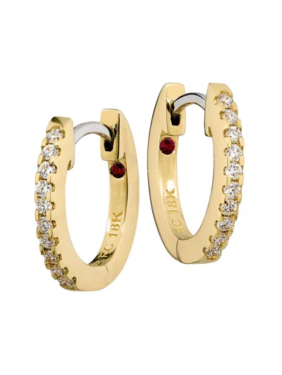 Roberto Coin Women's Tiny Treasures Small 18k Yellow Gold, Ruby & 0.09 Tcw Diamond Huggie Earrings