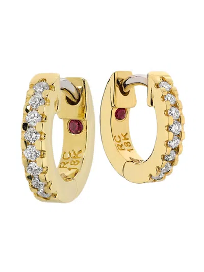 Roberto Coin 18k Diamond Small Baby Hoop Earrings In Gold
