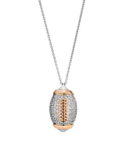 Roberto Coin Women's Tiny Treasures Two-tone 18k Gold & 0.48 Tcw Diamond Football Pendant Necklace In Pattern