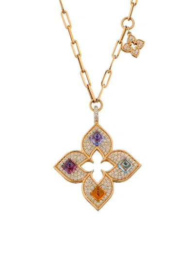 Roberto Coin Women's Venetian Princess Carnivale 18k Rose Gold & Multi-gemstone Flower Pendant Necklace In Neutral