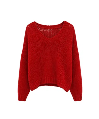 Roberto Collina V-neck Chunky-knit Wool Sweater In Red