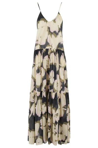 Roberto Collina Blue Cotton Silk Dresses In Multi