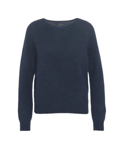 Roberto Collina Alpaca Blend Sweater With Elegant V-neck And Ribbed Detailing In Blue