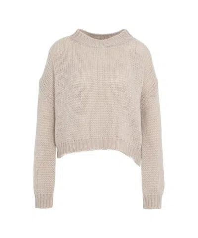 Roberto Collina Alpaca Blend Sweater With Round Neckline And Ribbed Details In Animal Print
