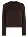 Roberto Collina Textured Relaxed-fit Long-sleeved Crew Neck Sweater In Brown