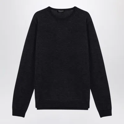 ROBERTO COLLINA ANTHRACITE MERINO WOOL CREW-NECK SWEATER
