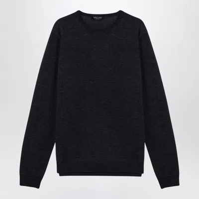 Roberto Collina Anthracite Crew-neck Sweater In Grey