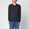 Roberto Collina Anthracite Merino Wool Crew-neck Sweater In Grey