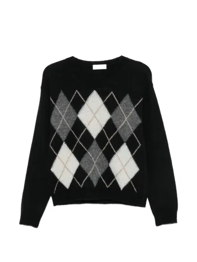 Roberto Collina Argyle-intarsia Sweater In Black