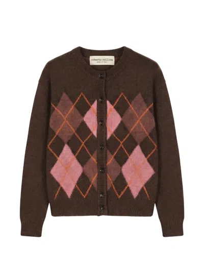 Roberto Collina Argyle-knit Cardigan In Animal Print