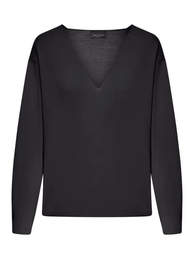 Roberto Collina Long-sleeved Sweater In Black