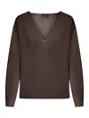 Roberto Collina Asymmetric V-neck Sweater In Brown