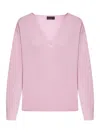Roberto Collina Long-sleeved Sweater In Pink & Purple