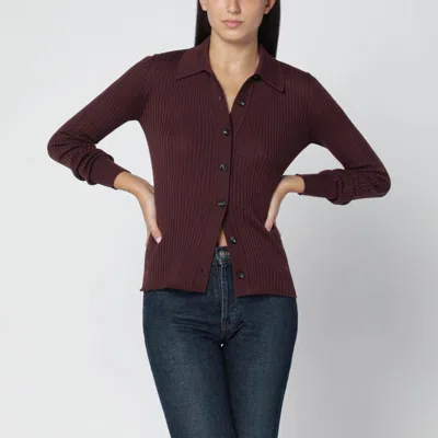 Roberto Collina Aubergine Wool Cardigan In Multi