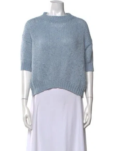 Pre-owned Roberto Collina Baby Alpaca Crew Neck Sweater In Blue