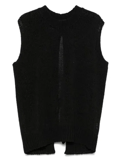 Roberto Collina Back Slit Cotton Blend Top Clothing In Black