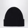 Roberto Collina Cashmere Beanie In Navy Blue In Black