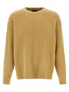 Roberto Collina Crew Neck Shearling Cotton Sweater In Brown
