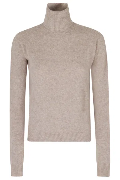 Roberto Collina Beige Long-sleeve Cashmere-blend Turtleneck In Neutral