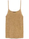 Roberto Collina Lurex Ribbed Tank Top In Beige